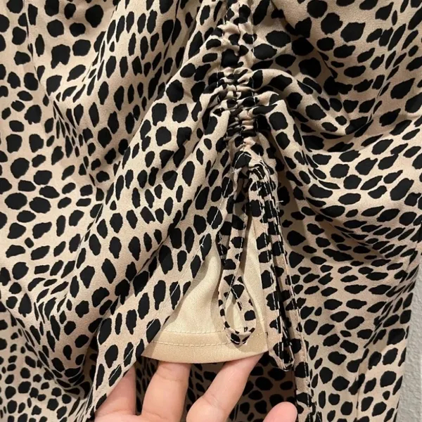 Anthropologie ANTHRO SADIE & SADE Leopard Animal Print Side Ruched Skirt Size M - Image 5