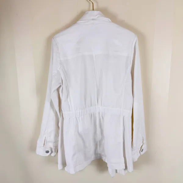 NYDJ Open Front Drape Collar White Blazer – Medium - Image 5