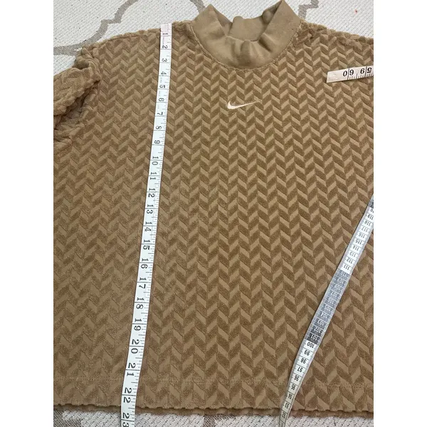 Nike Textured Terry Mock Neck Short Sleeve Top Chevron Swoosh XL - Image 6