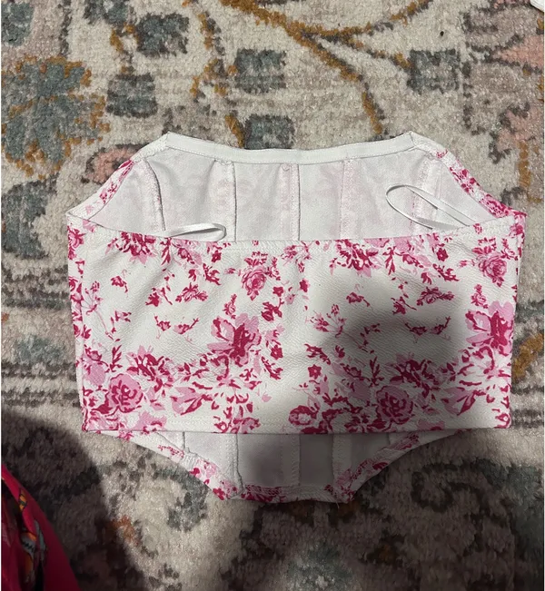 Shein Corset Top Pink Floral - Image 3