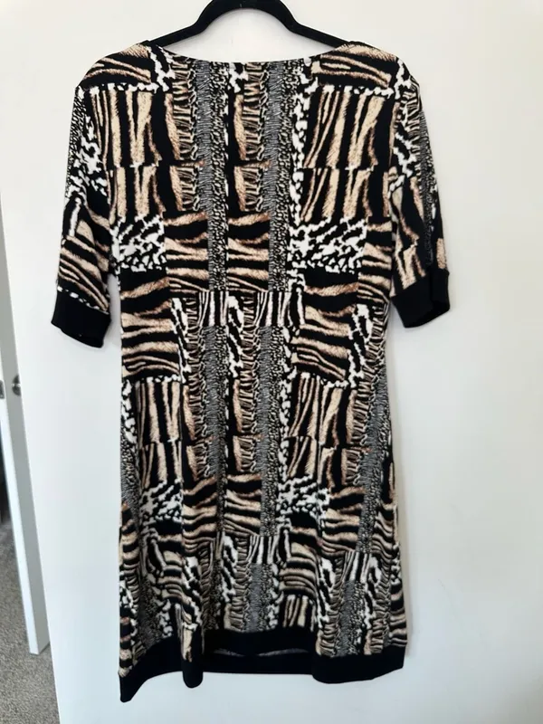 Style & Co Dress Size L Animal Print Cowl Neck Short Sleeve Knee Length - Image 5