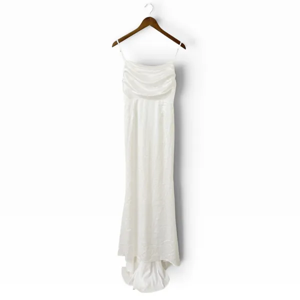 Lulus Lovely Endearment White Satin Sleeveless Backless Maxi Dress size S - Image 3