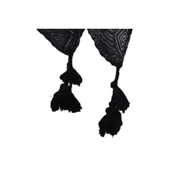 Woven Heart Kaftan Women Large Black Excellent Mandala Print Tassel Hem Festival - Image 5