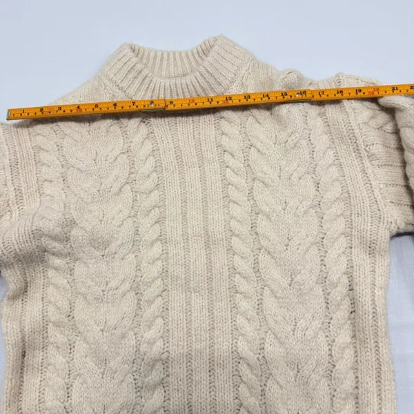 A New Day Women Cream Cable Knit Mock Neck Sweater Chunky Fisherman Style size S - Image 6