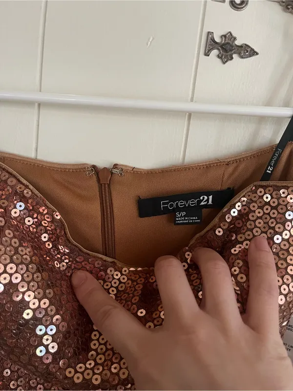 Forever 21 Bronze Sequin Strapless Mini Dress - Image 5
