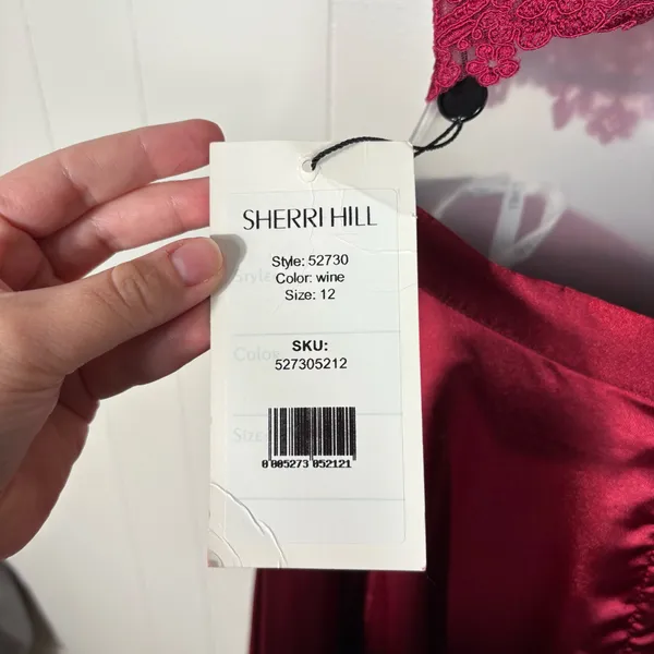 Sherri Hill 52730 Satin Skirt 2 Piece Maroon Red One Shoulder Prom Pageant Gown - Image 7