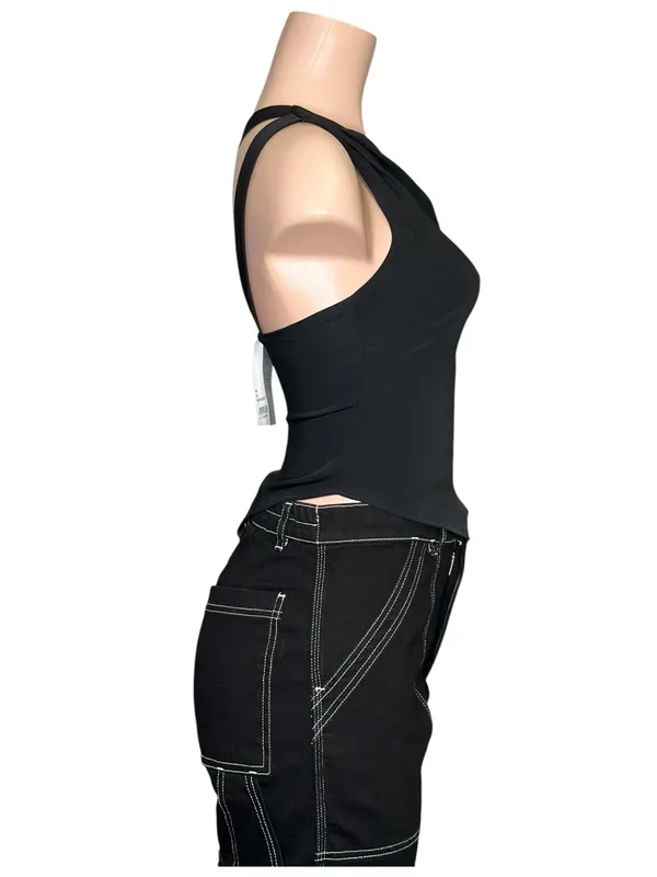 KOOKAÏ Maria One Shoulder Asymmetrical Top, Black, FR34/US2 - Image 7