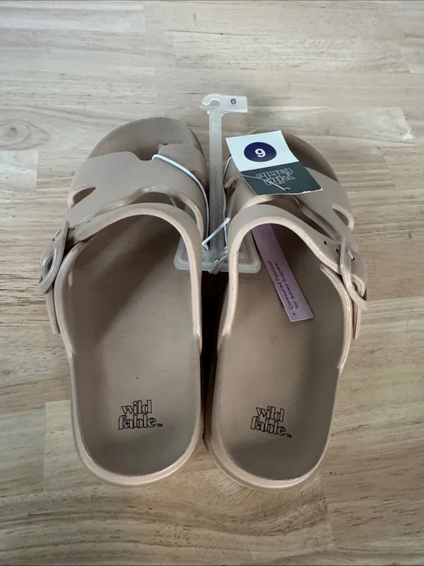 wild fable Neutral Beige Double-Strap Slide Sandals NWT - Image 3