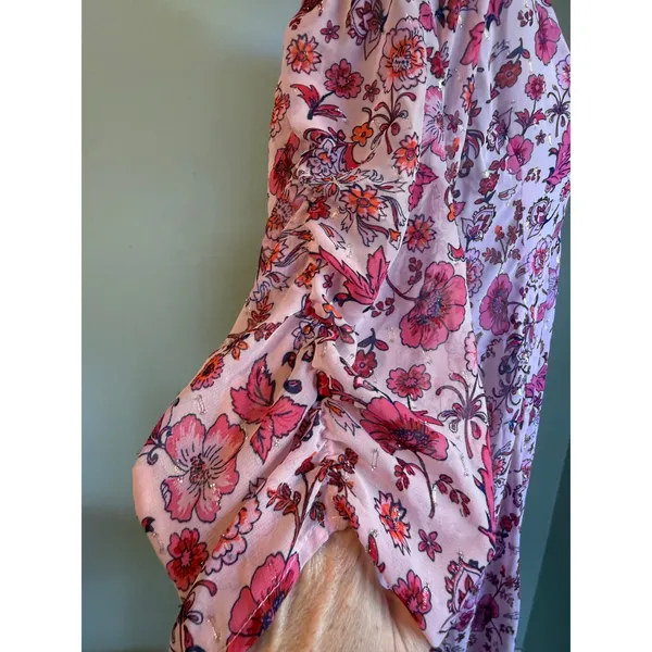 Torrid Pink Floral Chiffon Maxi Kimono Cover Up Metallic 1 xl boho dainty whimsi - Image 5