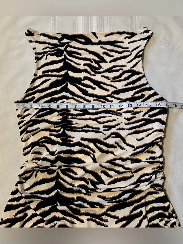H&M Midi Dress Zebra Print Size L Women’s Black and Cream NWT - Image 9