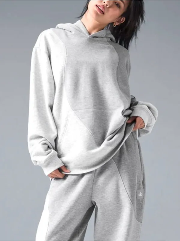 ALO Yoga Make Waves Hoodie in Athletic Heather Grey Tonal Size Medium - Image 2
