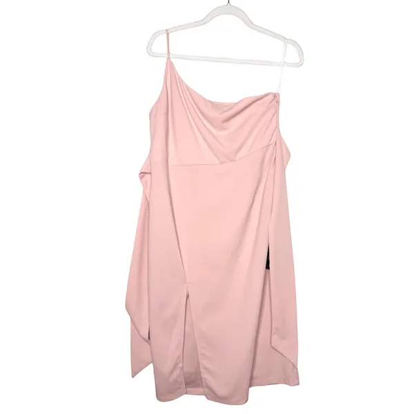 Lulus One Shoulder Club Scene Bodycon Midi Dress XL Pink Party Wedding Guest New - Image 3