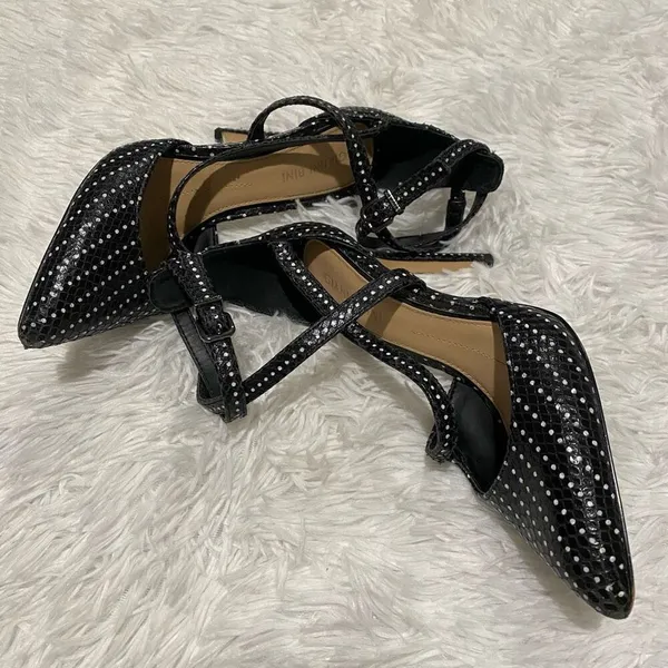 Gianni Bini Stiletto Heel in Black White Dot Size 5.5 - Image 4