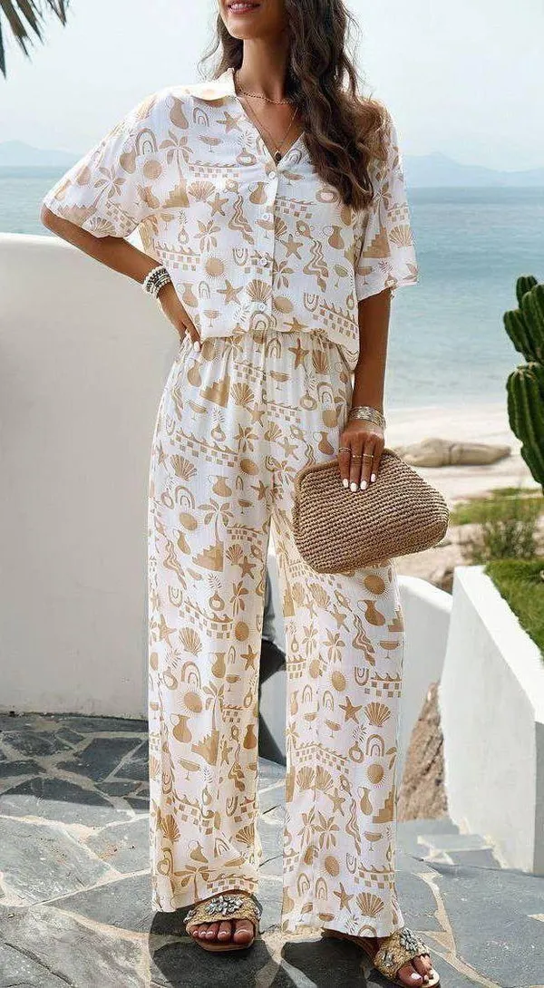 LOYO Boutique Two piece Seashell Top And Pant Set - Image 3