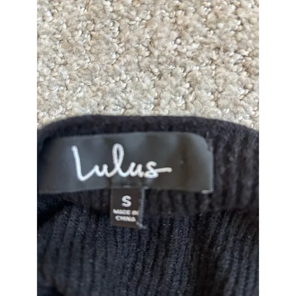 Lulus Cropped Black‎ Ribbed Boat Neck Sweater Sz S - Image 3