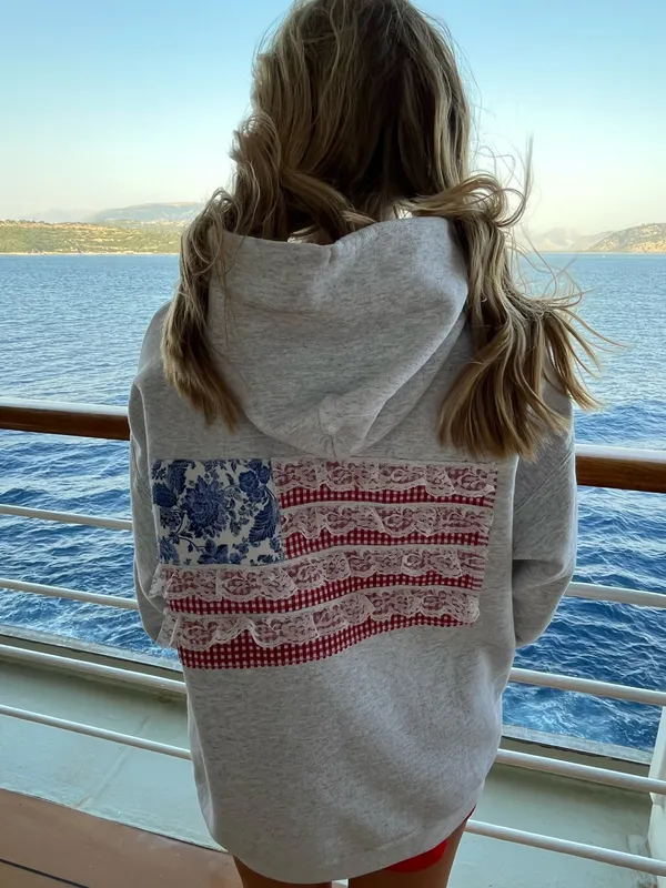 Hanes American Flag Patchwork Hoodie - Image 7