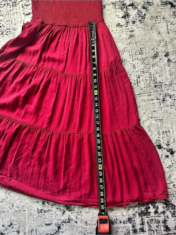 ZESICA Red Smocked Tiered Maxi Dress Flutter Sleeve Size - Image 6