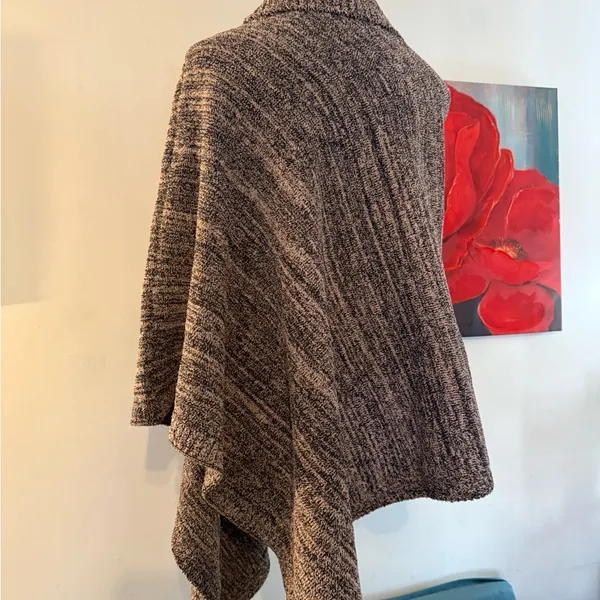 Barefoot Dreams CozyChic Point Dume Poncho OS Blue Marbled EUC Top - Image 6