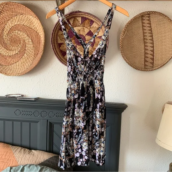 ☀️ Washed Ashore Black Mini Floral Dress - Image 3