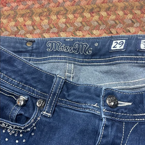 Miss Me Rhinestone Dark Wash Skinny Jeans - Image 5