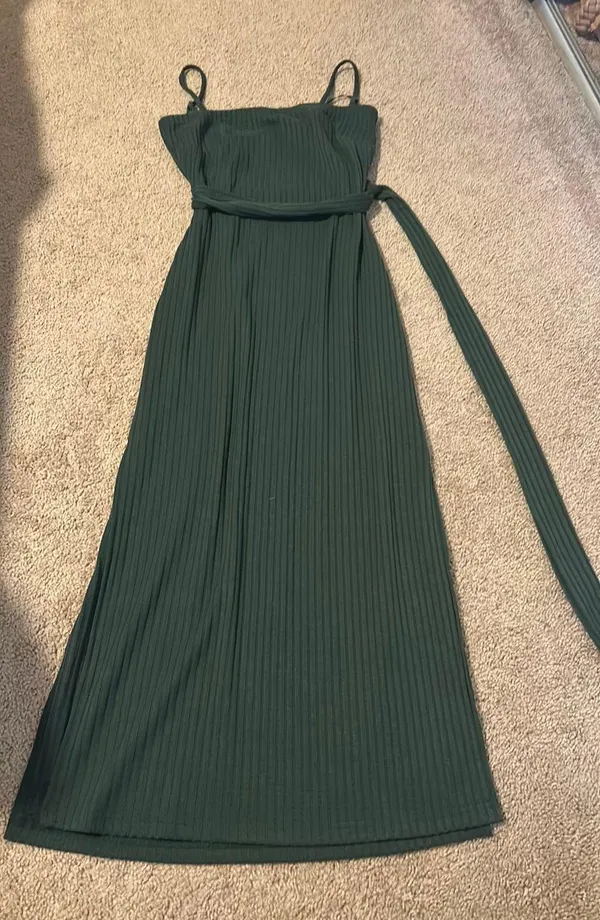Teal Dress With Tie - Image 2