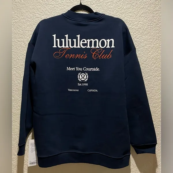 Lululemon NWT Heavyweight Fleece Pullover Tennis Club Sweater Top Blue Size M - Image 7