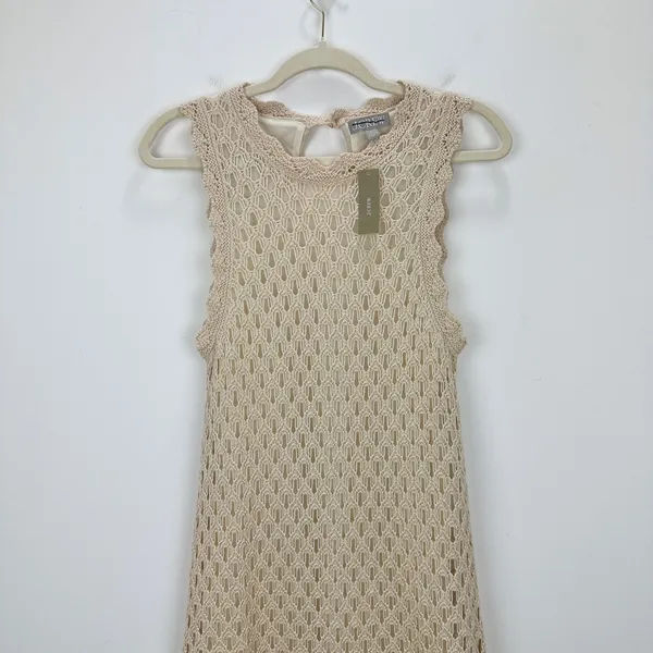 J.Crew Pointelle Sleeveless Sweater Dress Natural Beige Resort Boho Medium NWT - Image 6