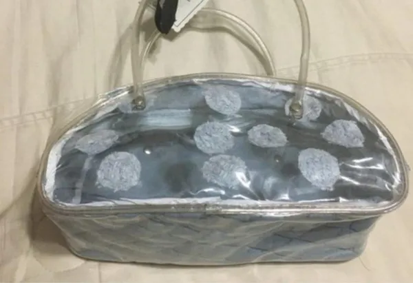 Blue And Clear Cosmetics Pouch With Zipper And Carry Handle - Image 3
