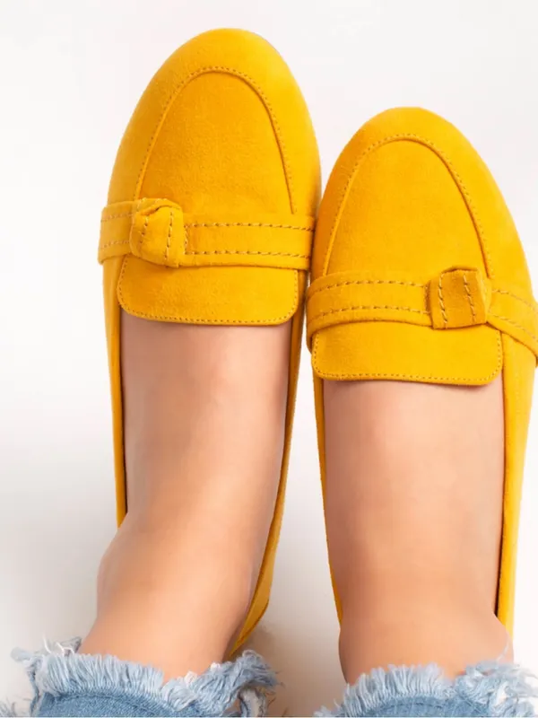 Journee Collection Mustard Faux Suede Penny Loafers 7.5W - Image 4