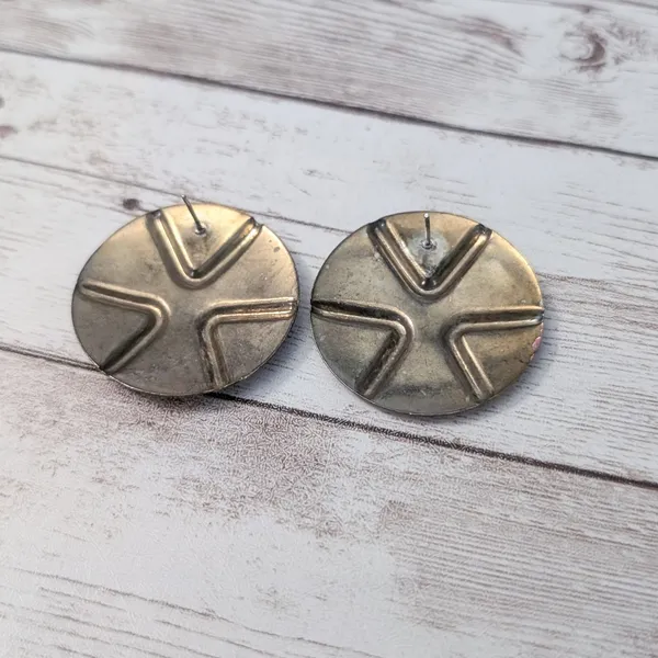 Vintage Stud Earrings For Pierced Ears Retro Circular Extra Large - Image 6