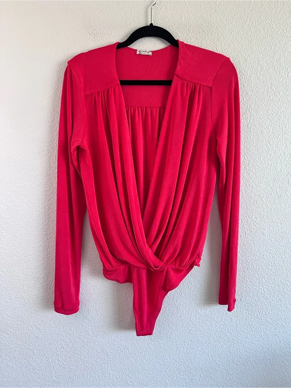 Intimately by Free People Women's Turnt‎ Bodysuit Slinky V-Neck Cross-Front Boho - Image 2
