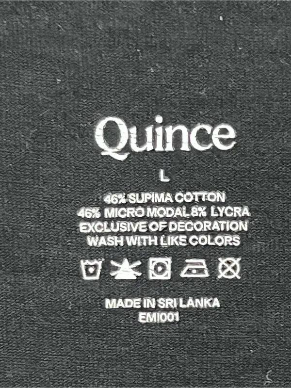 QUINCE Black Supima Cotton Blend V-Neck Short Sleeves Tee Size Large - Image 3