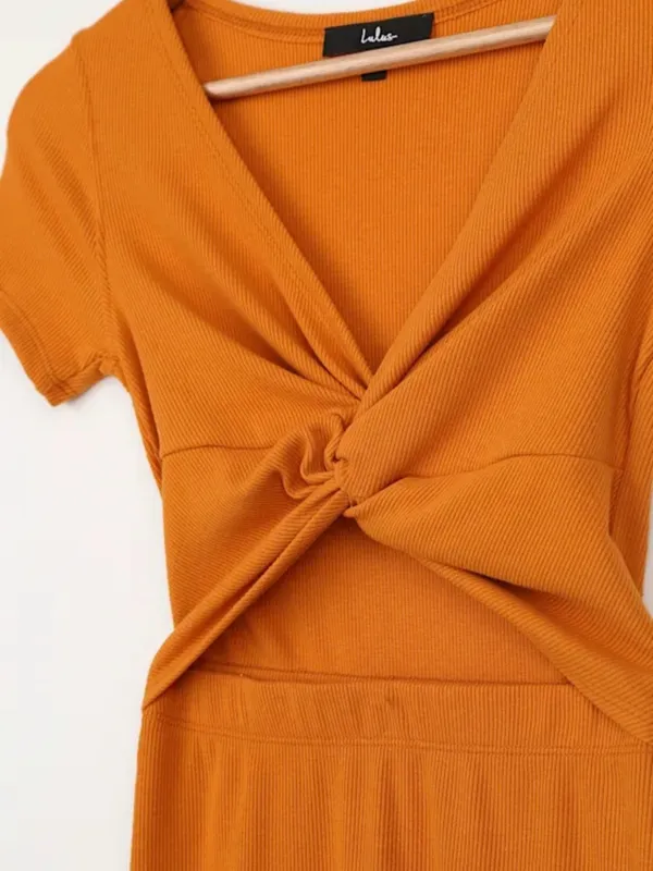 Lulu's Orange Twist Front Midi Dress with Cutout - Image 5