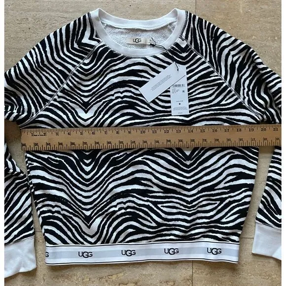 NEW UGG Zebra‎ Print Crewneck Sweatshirt Long Sleeve Pullover XS - Image 4