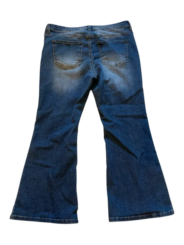 EXPRESS Women's Dark Blue Flare Jeans size 12p - Image 2