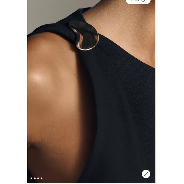 Anthropologie Asymmetrical Mini Dress Black Hardware Detail‎ Large LBD Modernist - Image 3