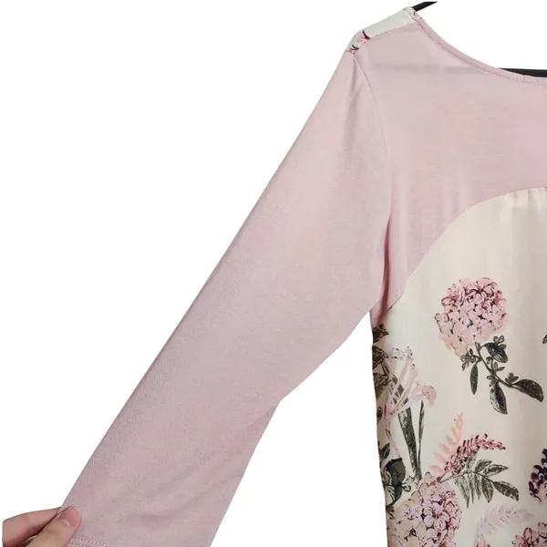 Womens Floral Paisley‎ Tunic Top L 3/4 Sleeve Pink Mixed Media Le Lis Spring NWT - Image 12