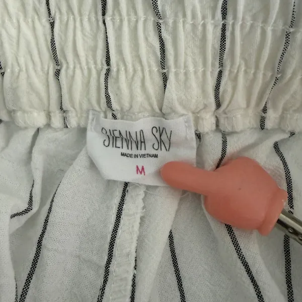 Sienna Sky Womens White Striped Wide Leg Drawstring Pants Medium‎ Boho Vacation Resortwear - Image 8