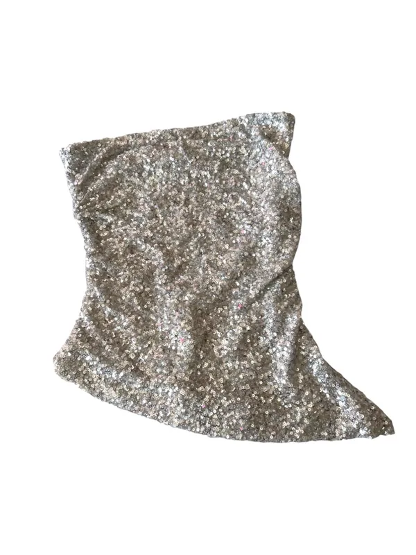 NWT Edikted Silver Sequin Strapless Top - Image 5