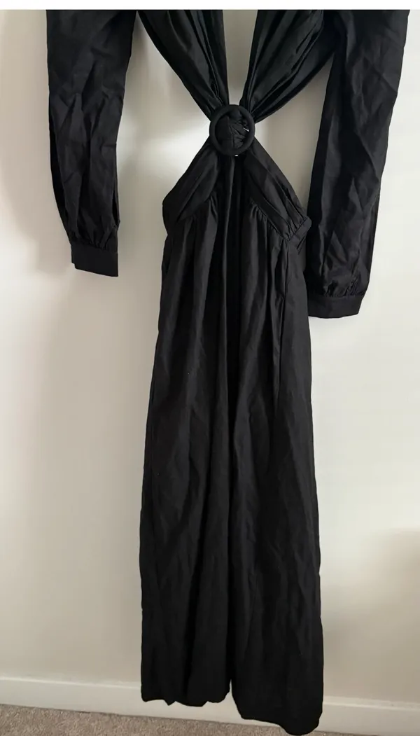 o.p.t Kimia Linen Cotton Cut Out Minimalist Black Elegant Dress Size Small - Image 4