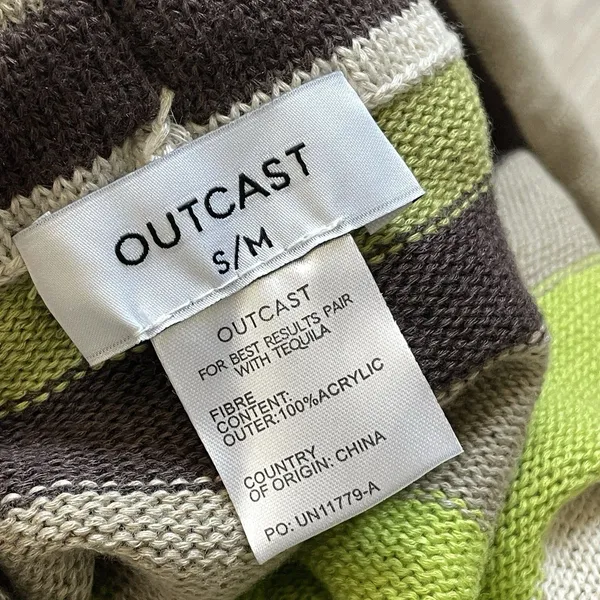 Outcast Striped Shorts foldover knit womens Green Brown small medium loungewear - Image 2