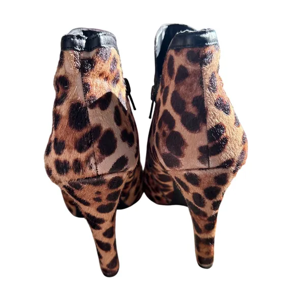 Gianni Bini Leopard Pony‎ Hair Leather Stiletto Heel Ankle Booties Womens 7.5M - Image 9