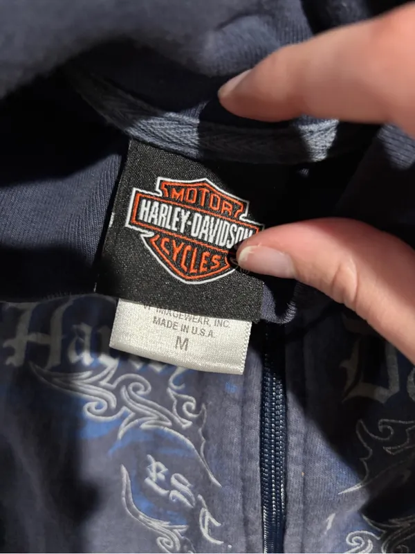 Blue Harley Davidson zip up women’s medium - Image 4