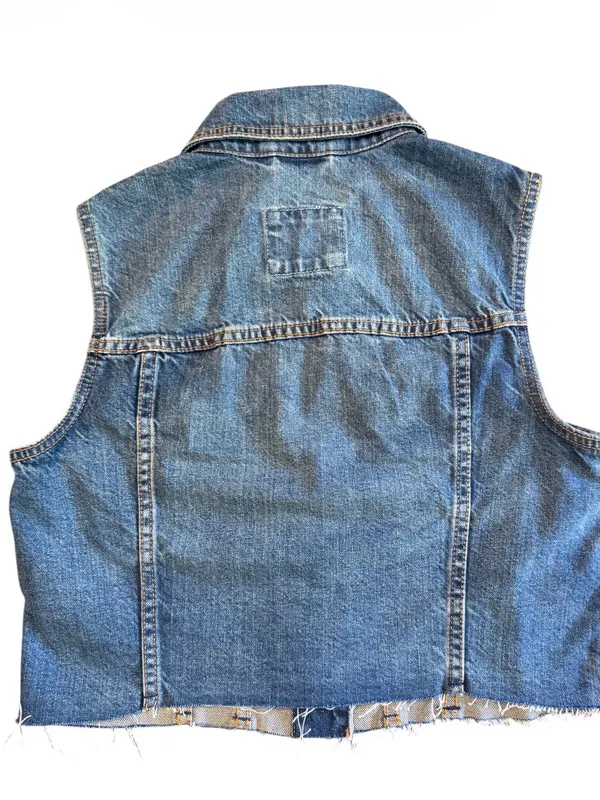 Abercrombie & Fitch Distressed Denim Vest, Small, NWT - Image 2