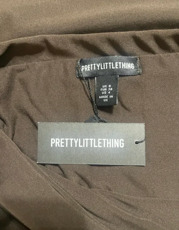 PrettyLittleThing Skirt Sz 4 Chocolate Soft Touch Ruched Waist Maxi Feminine - Image 5