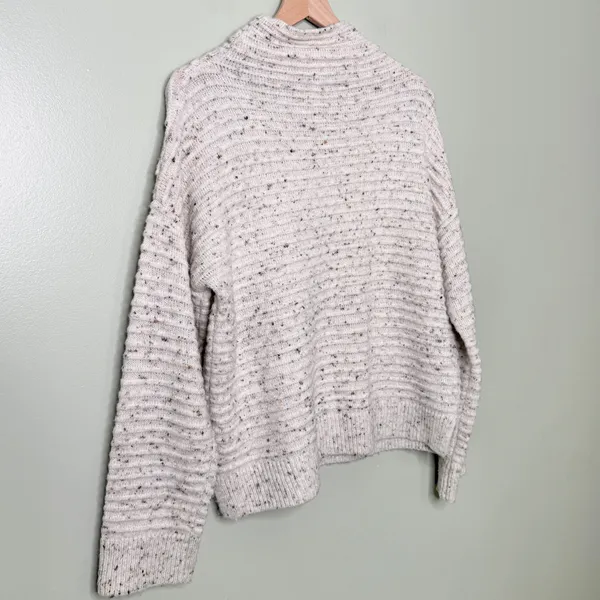 Madewell‎ Wool Belmont Donegal Mock Neck Sweater Cream Flecked Size Large - Image 7