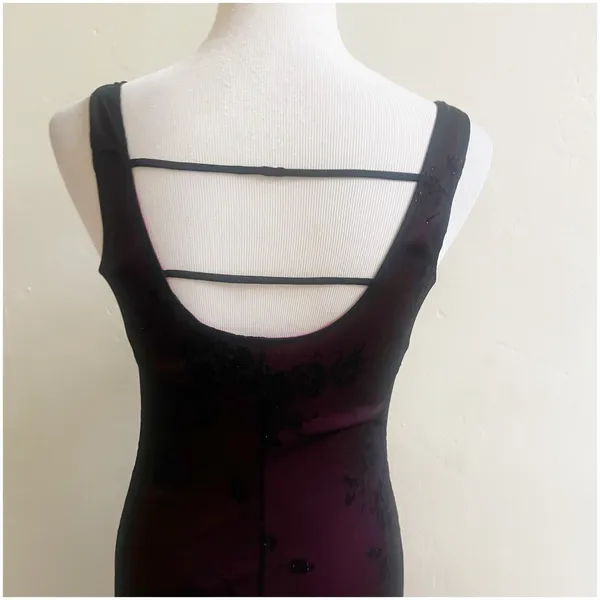 Byer Too Whimsygoth Midi Dress Mesh Black Overlay Pink Underlining Size Small - Image 9