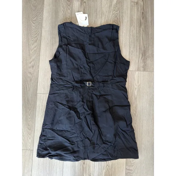 Commense Minimalist Black Cotton Button Front Casual Short Dress NWT XL - Image 4