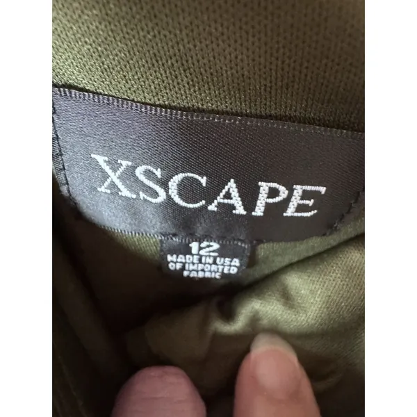 XSCAPE One Shoulder Asymmetric Hem Gown STYLE: 4840X Olive Green Sz 12 NWT $239 - Image 5