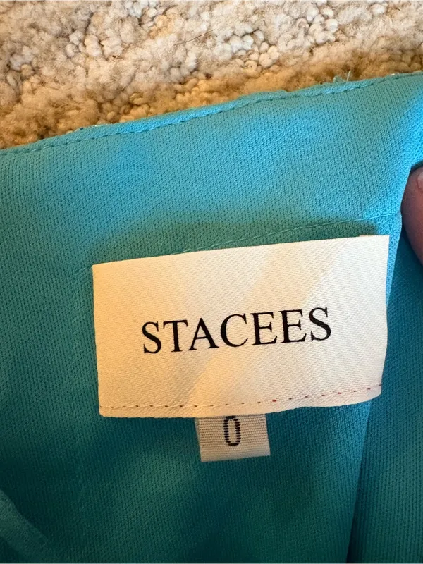 Strapless Teal Lace Appliqué Mini Dress - Image 3
